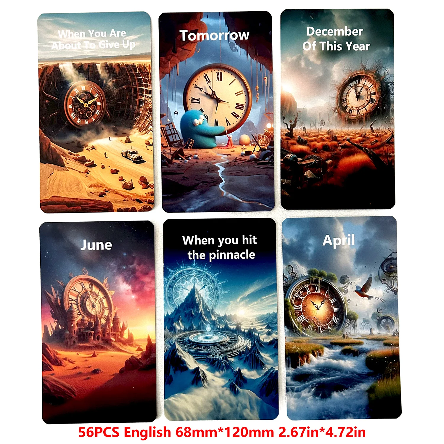 56PCS 68*120mm Prediction Oracle Tarot Card Iron Box High Quality Wish Time Divination Rune Board Game Props