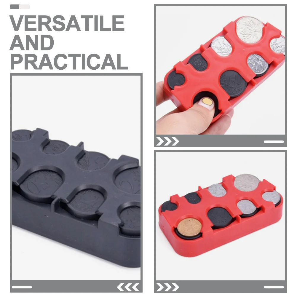 Caja organizadora de almacenamiento de monedas, dispensador de dólares automotriz, soporte de monedas de plástico para coche, 2 uds.