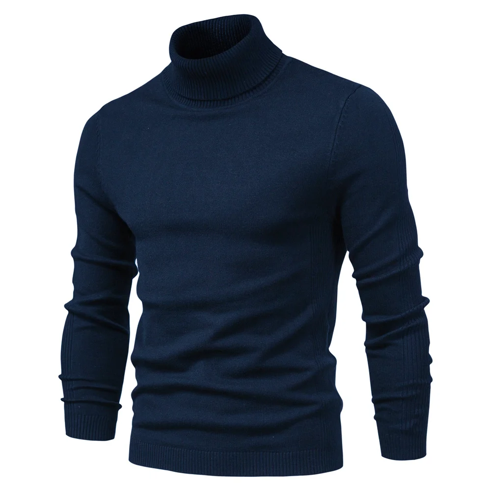 

New Winter Men Turtleneck Sweater Casual Solid Color Warm Pullover High Quality Slim High Neck Long Sleeve Sweater Men