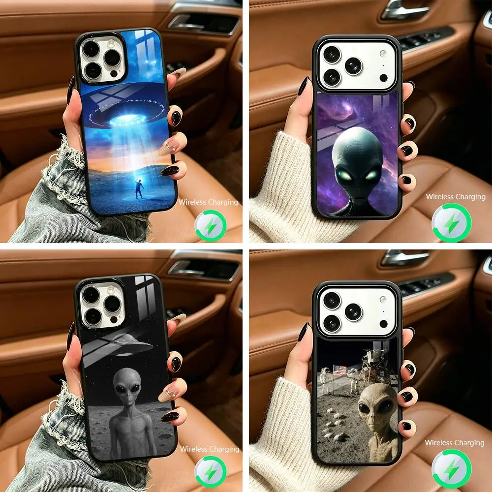 

Singular Space UFO A-Alien-ES Phone Case For IPhone17 16 15 14 13 12 11 Pro Max 16/15/14Plus Wireless Charger Cover Funda