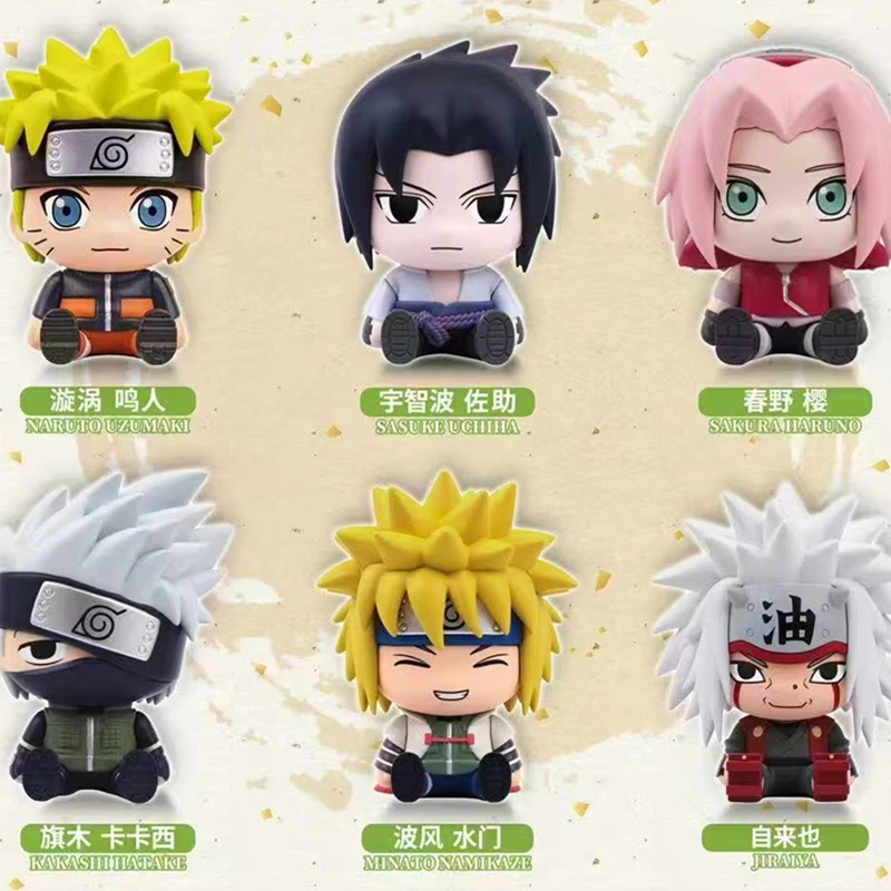 Caja Sorpresa Original EAKI NARUTO Shippuden Sticky Sit Series, Figura de Anime de Naruto Uzumaki, Caja Misteriosa de Sasuke Uchiha, Modelo de Adorno