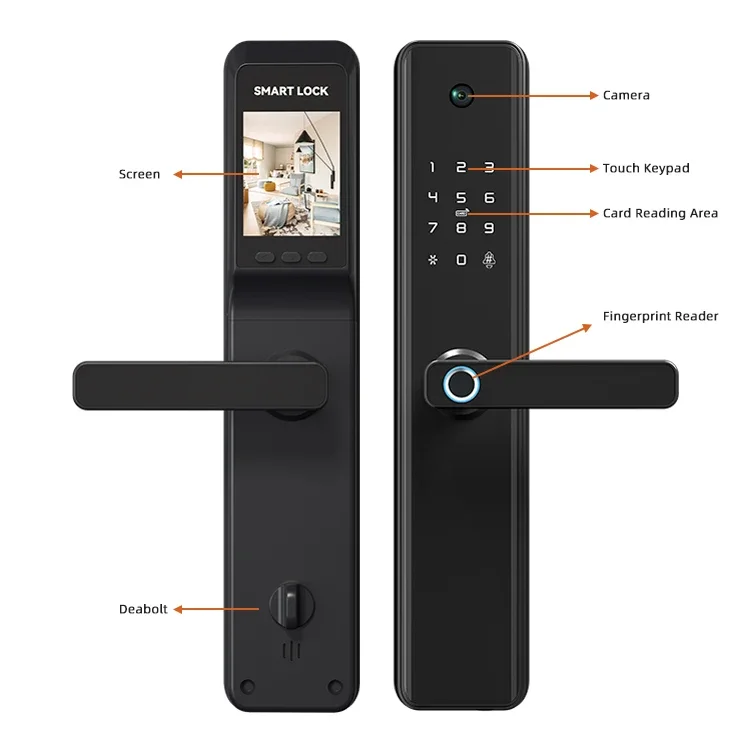 003 Smart Lock M1 Pro Fingerprint Smart Door Lock Password Keyless Apartment Room Tuya APP Camera Digital Door Lock