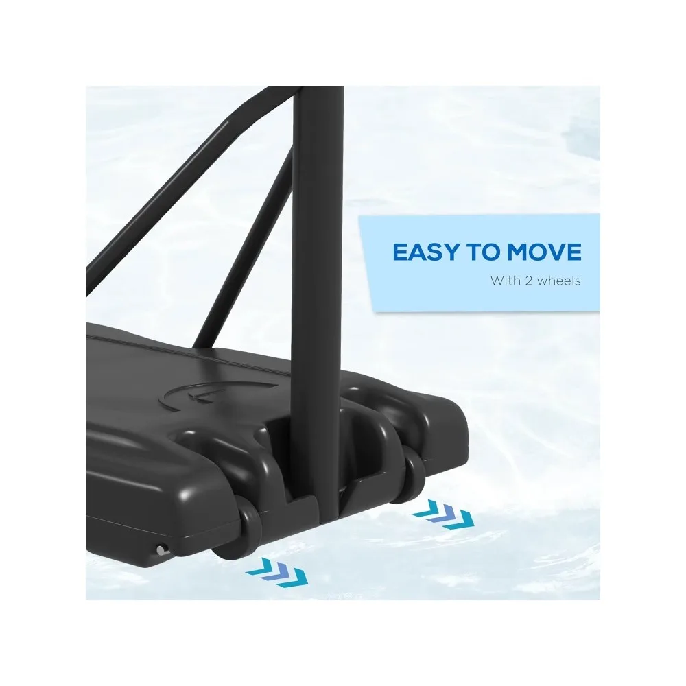 Height Adjustable Pool Basketball Goal, 7.5-10FT, 43.25 Backboard, Wheels, Fillable, Portable Outdoor Basketball Hoop