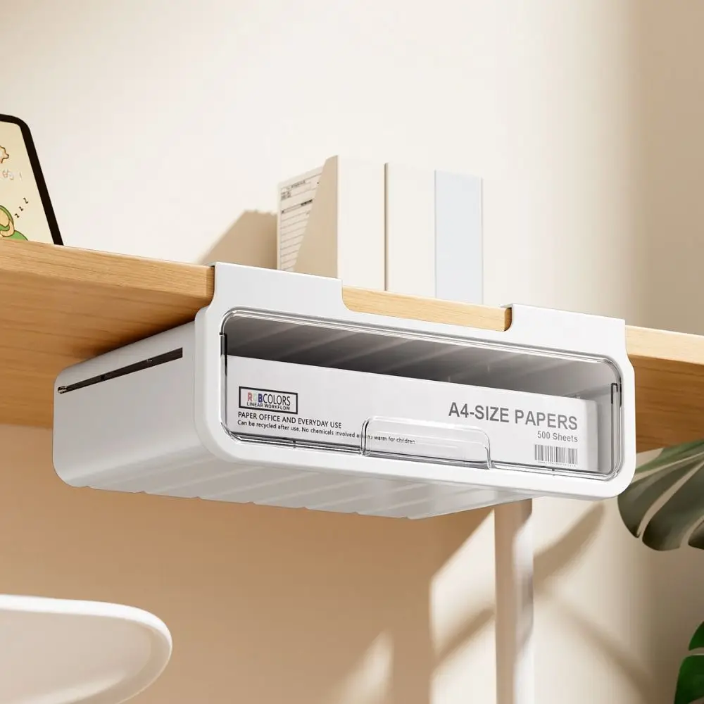 

Punch Free Under Table Storage Drawer Large Capacity Space Saving Drawer Storage Box Visible Strong Load-bearing Capacity