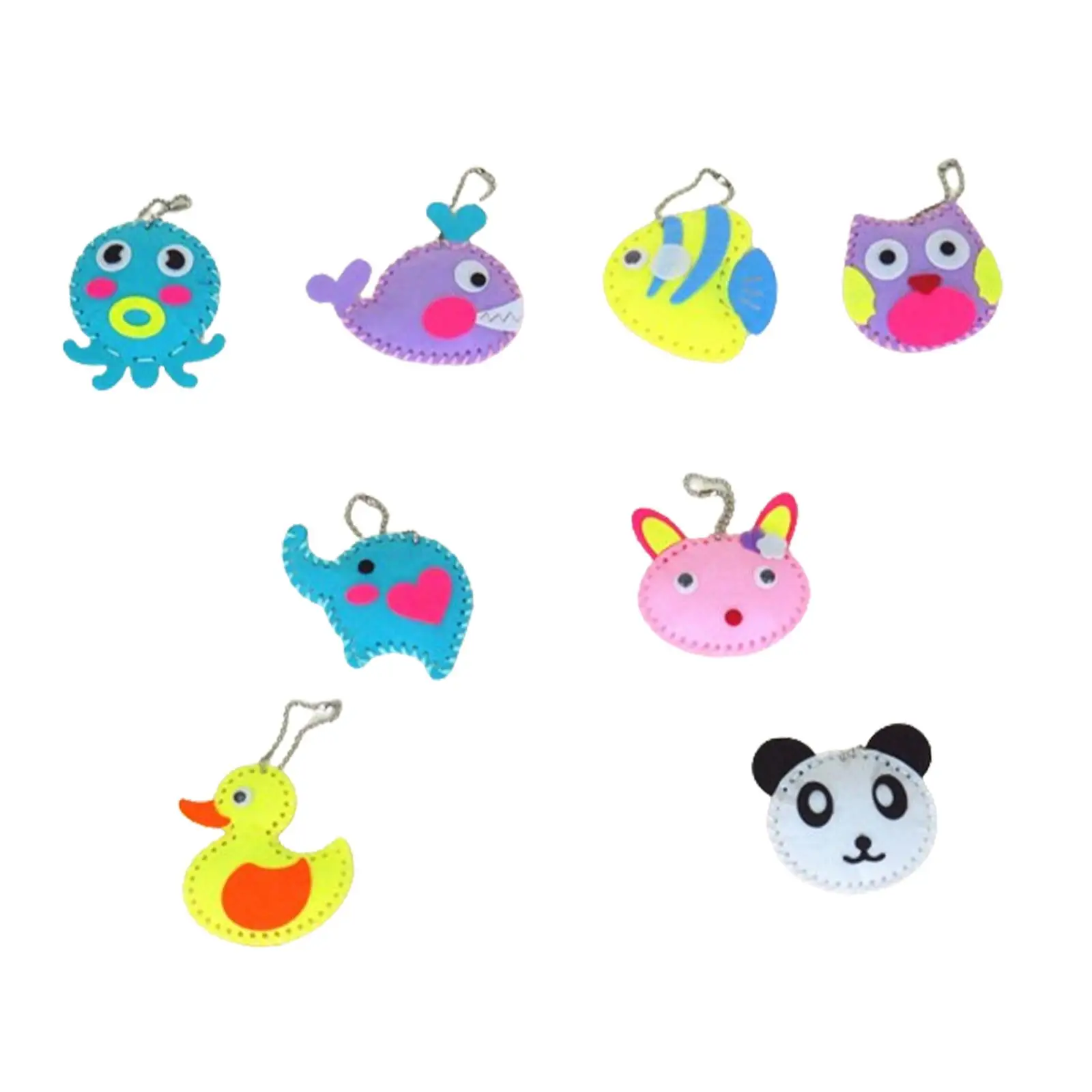 8 Pieces Kids Sewing Kit Cartoon Animal Pendants DIY Craft for Halloween