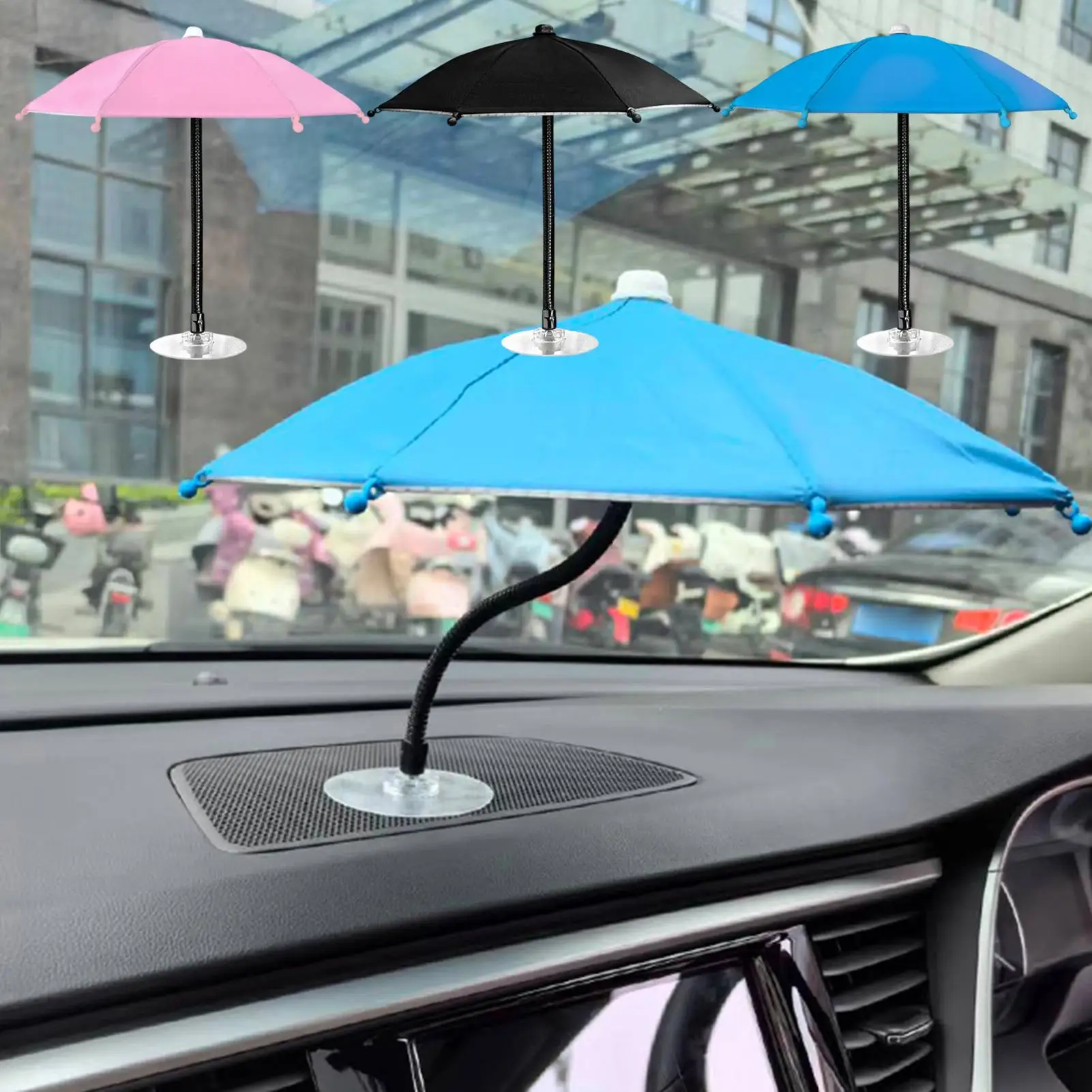 Car Mobile Phone Umbrella Heat-Insulating Adhesive Base Cell Phone Sun Protection Umbrella For Sedan Caravan RV Road Trips