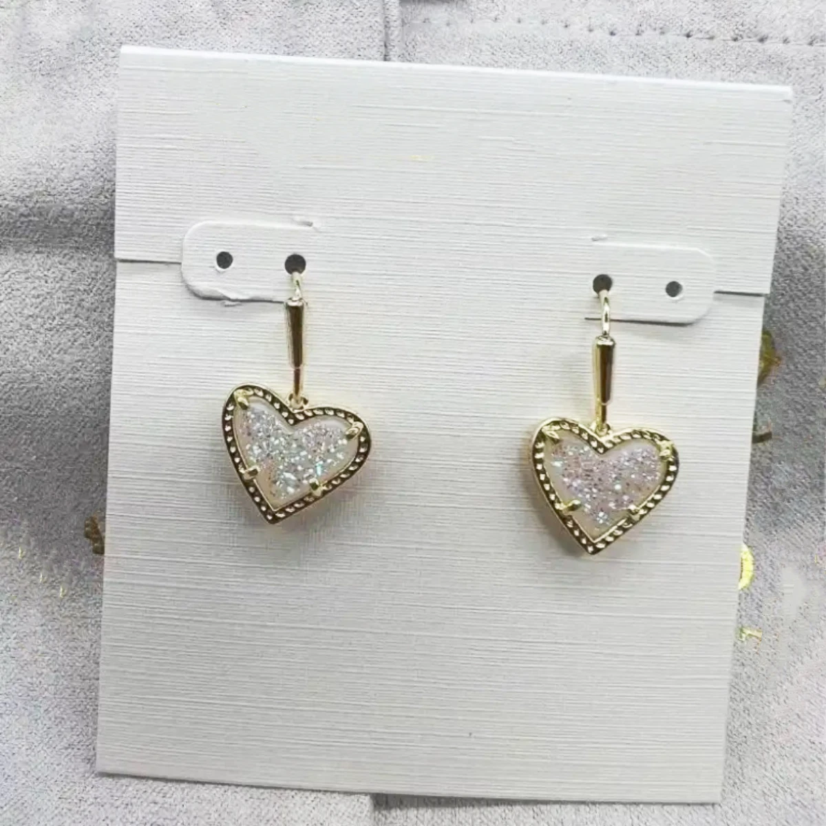 

Женские висячие серьги Drusy с кристаллами серии Heart, модные украшения, уникальные подарки