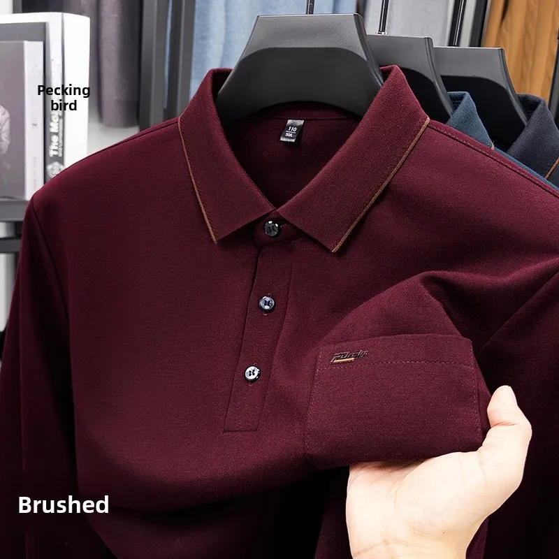 

TUCANO 2025 Autumn Winter New Loose Fit Casual Long Sve Pure Color irt Busin Casual Wooden Du Embroidery