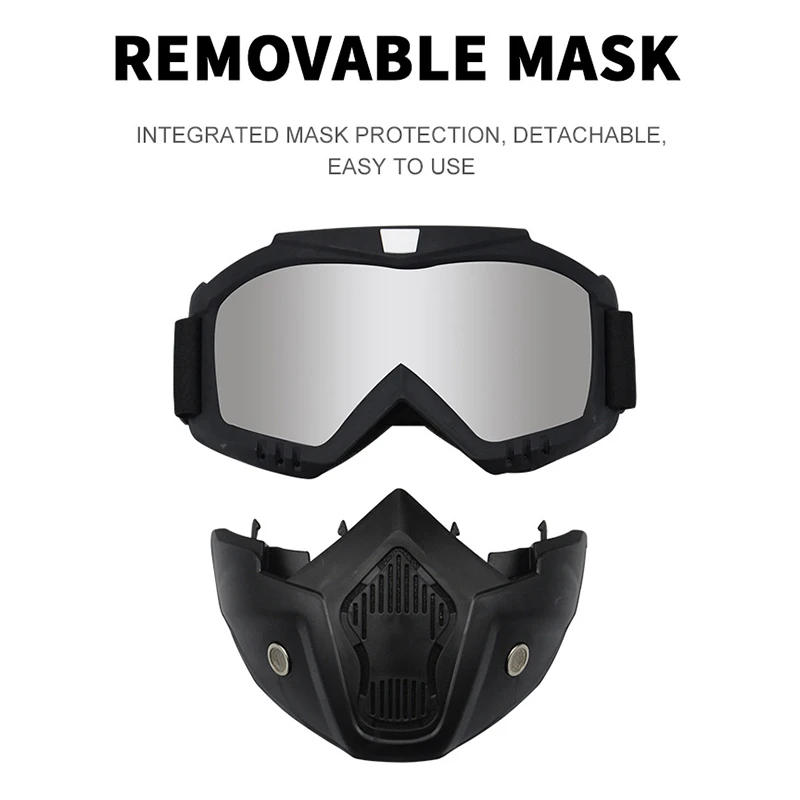 Men Women Ski Snowboard Mask Snowmobile Skiing Goggles Windproof Motocross Protective Glasses Safety Goggles with Mouth Filter