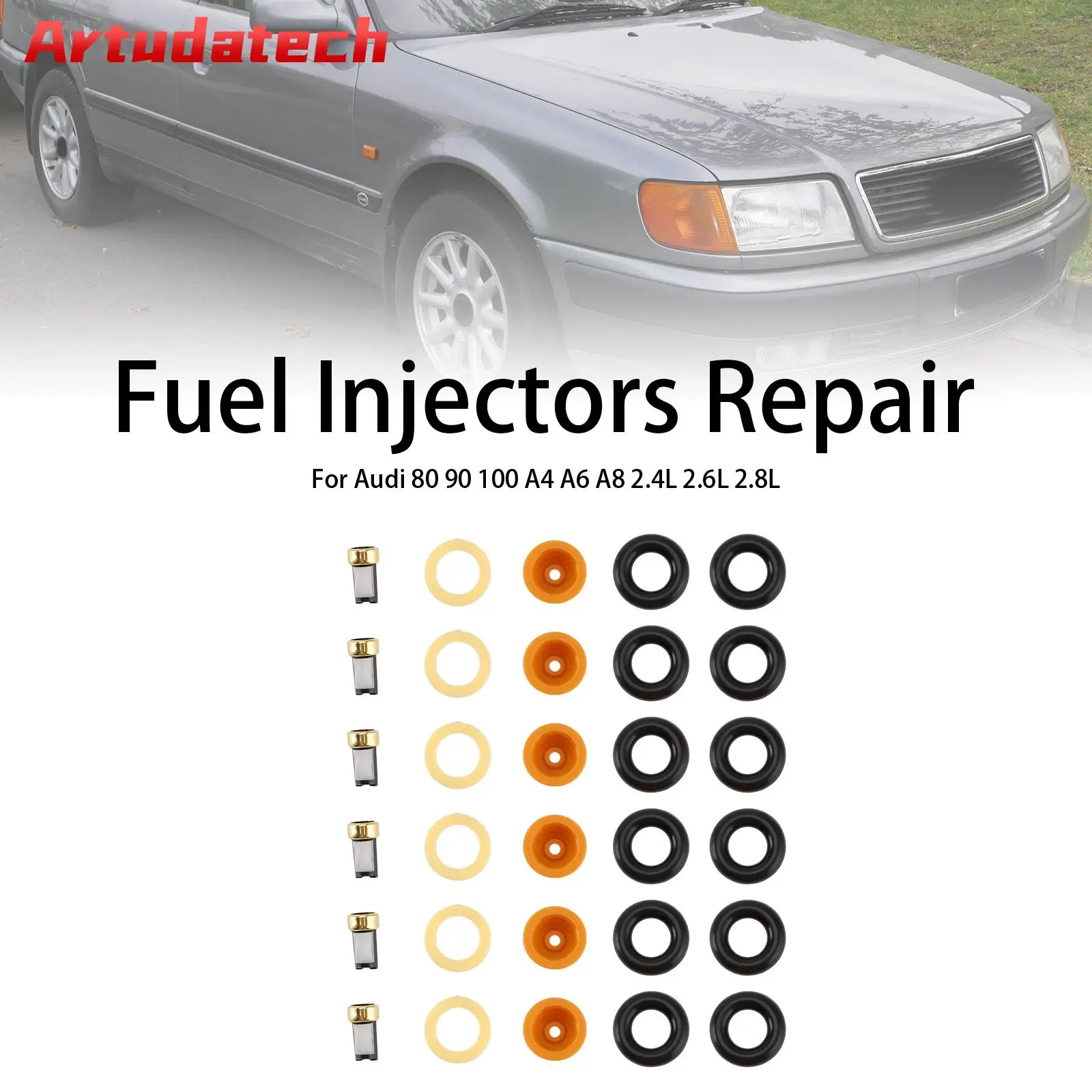 

Artudatech 6PCS Fuel Injector O-Ring Filter Seal Fit Audi 80 90 100 A4 A6 A8 2.4 2.6 2.8 Car Accessories