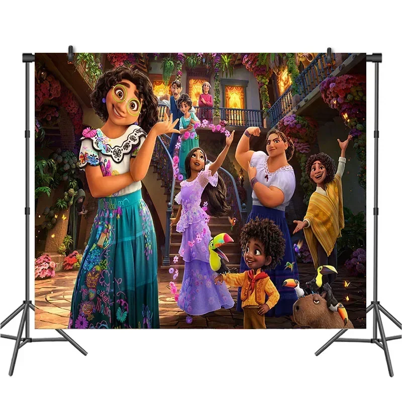 150X100CM Disney New Encanto Movie Kids Party Background Stand Photo Decorative Cloth Kids Birthday Mirabel Wall Decor Curtains