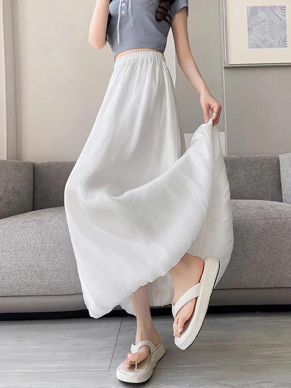 

Корейская милая пышная юбка-миди А-силуэта, женская летняя модная новинка 2026 года, омолаживающая прямая длинная юбка