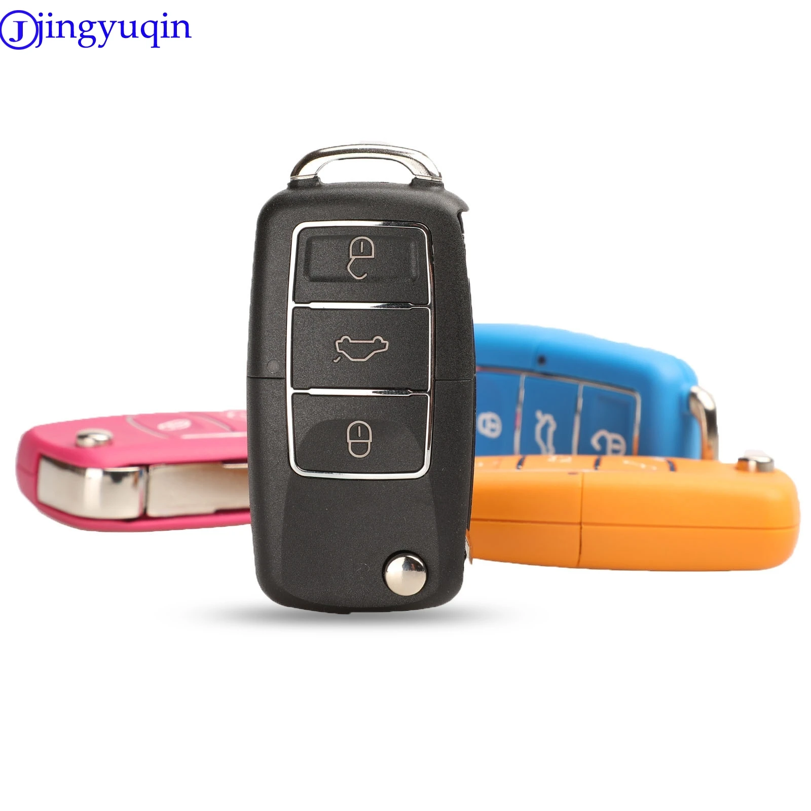 jingyuqin 3 Button Folding Remote Car Key Case For Volkswagen VW Golf Passat Polo Jetta Touran Bora Sharan