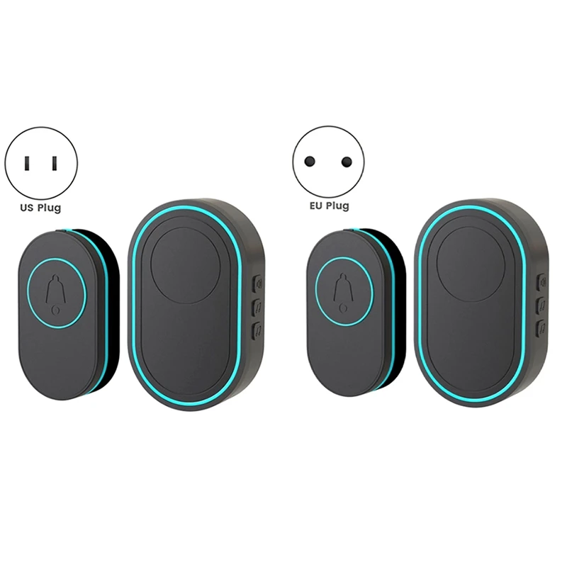 Intelligent Wireless Doorbell Home Welcome Doorbell Waterproof Smart Door Bell Chime Waterproof Emergency Button US Plug Durable
