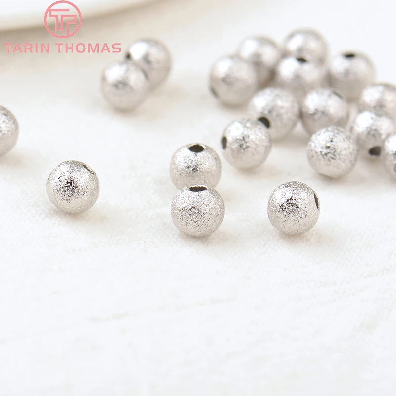 (3516)20PCS 3MM 4MM 5MM 6MM 24K Gold Color Plated Brass Matte Round Beads High Quality Diy Jewelry Accessories