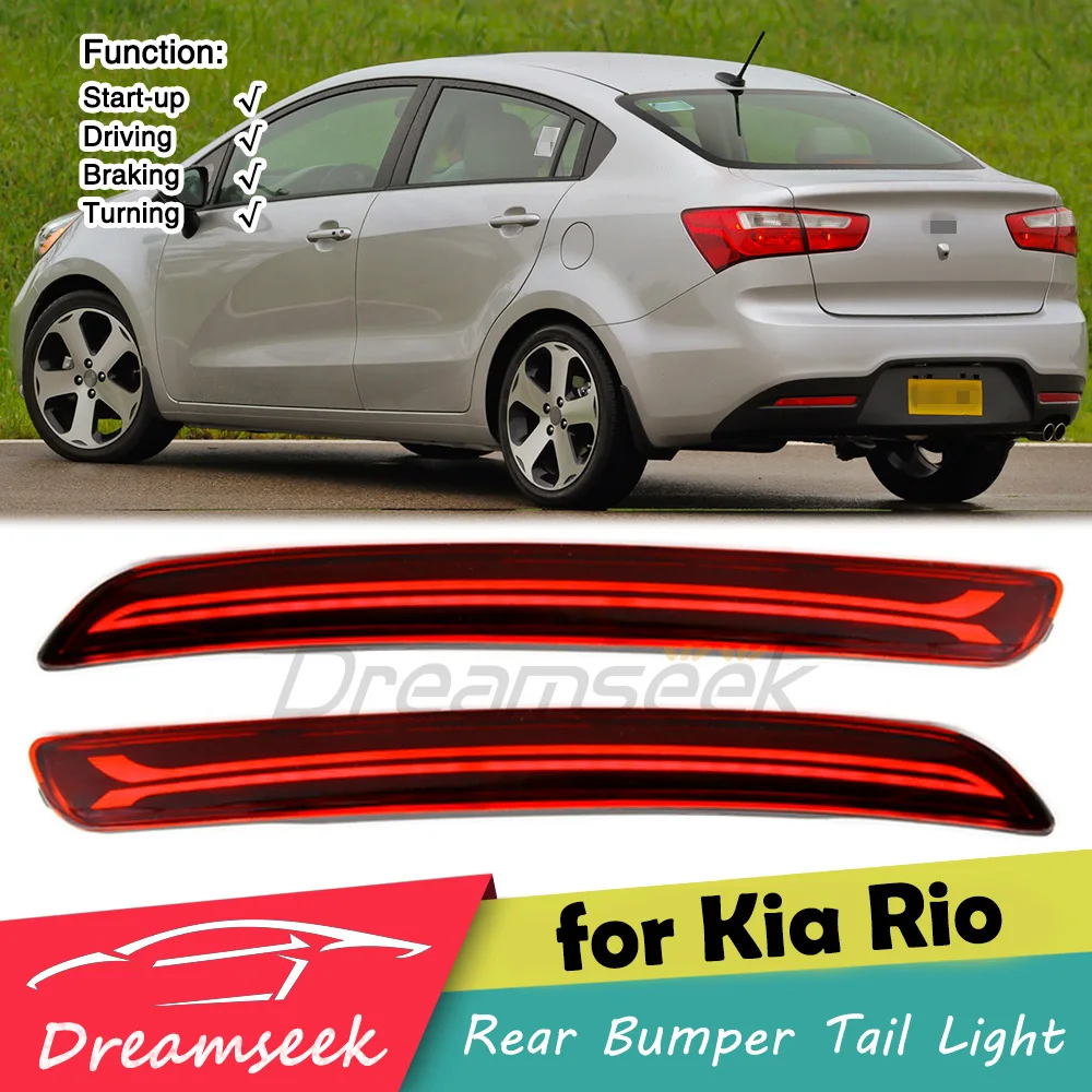 

LED Rear Bumper Tail Light for Kia Rio Sedan UB Pre-facelift Model 2012-2014 Reflector Brake Lamp with Sequential Dynamic Turn