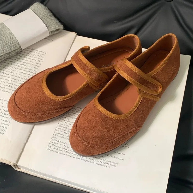 

Замшевые туфли Мэри Джейн в стиле ретро, женские туфли с круглым носком, неглубокая повседневная обувь, женские удобные туфли на мягкой подошве, модные женские туфли на плоской подошве, Zapatos De Mujer