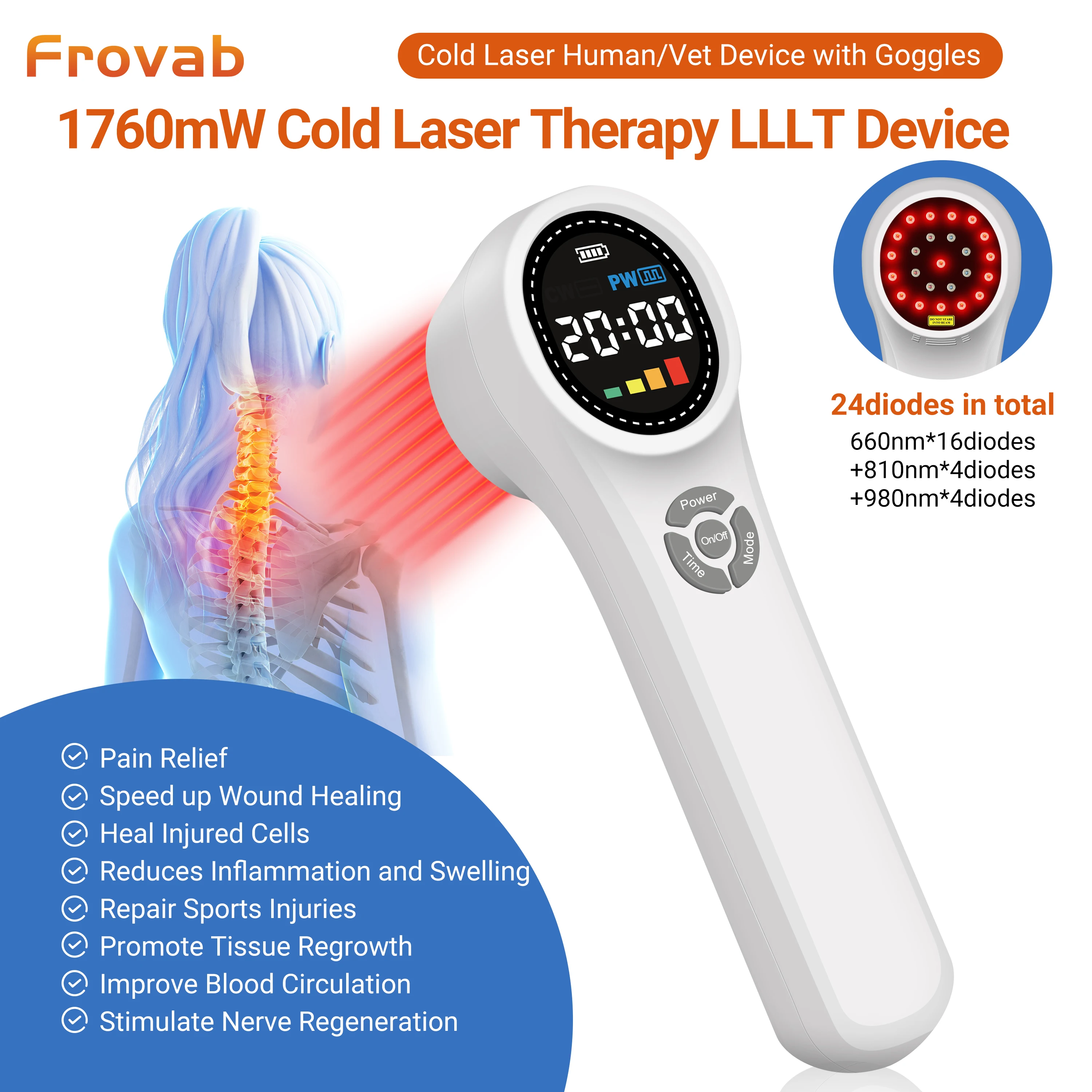 

Холодное лазерное устройство класса 4, 1760 мВт, красная терапия ближнего инфракрасного света, физиотерапевтический аппарат для домашнего использования, облегчение боли в теле, воспаление