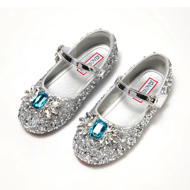 

2025 Autumn New Kids Leather Shoes Soft Bottom Girls' Water Diamond Princess Shoes Simple Versatile Child Casual Shoe Zapatos