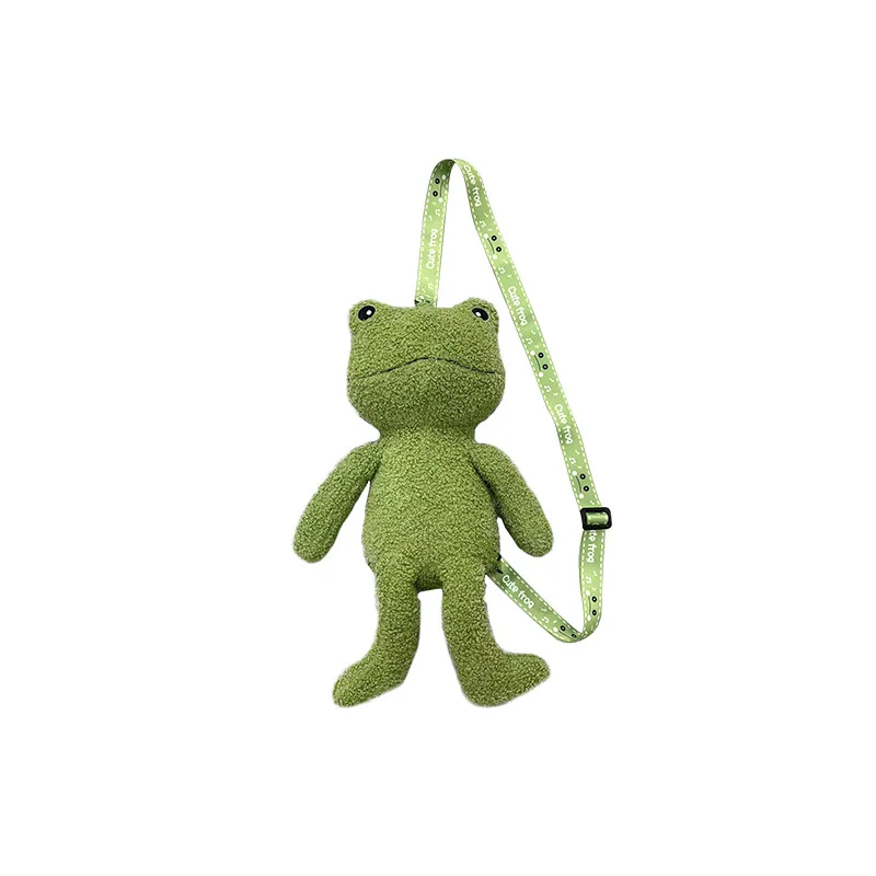 Women Frog plush doll crossbody bag Korean 2024 new girl shoulder bag cute cartoon handbag bag