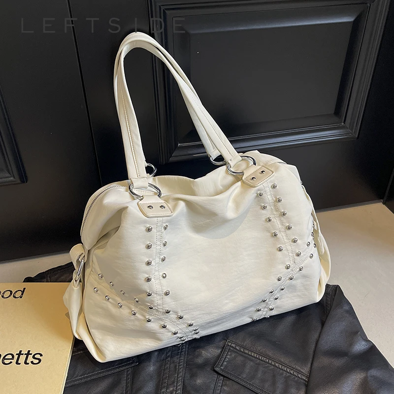 

LEFTSIDE Cloth High Capacity Shoulder Bags for Women 2025 Y2K New Trend Female Design Tote Bag Lady Travel Handbags and Purses