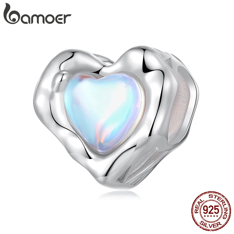 BAMOER Solid 925 Sterling Silver Dreamy Heart Charm fit Original Bracelet DIY Jewelry Accessories bamoer Beads BSC1101