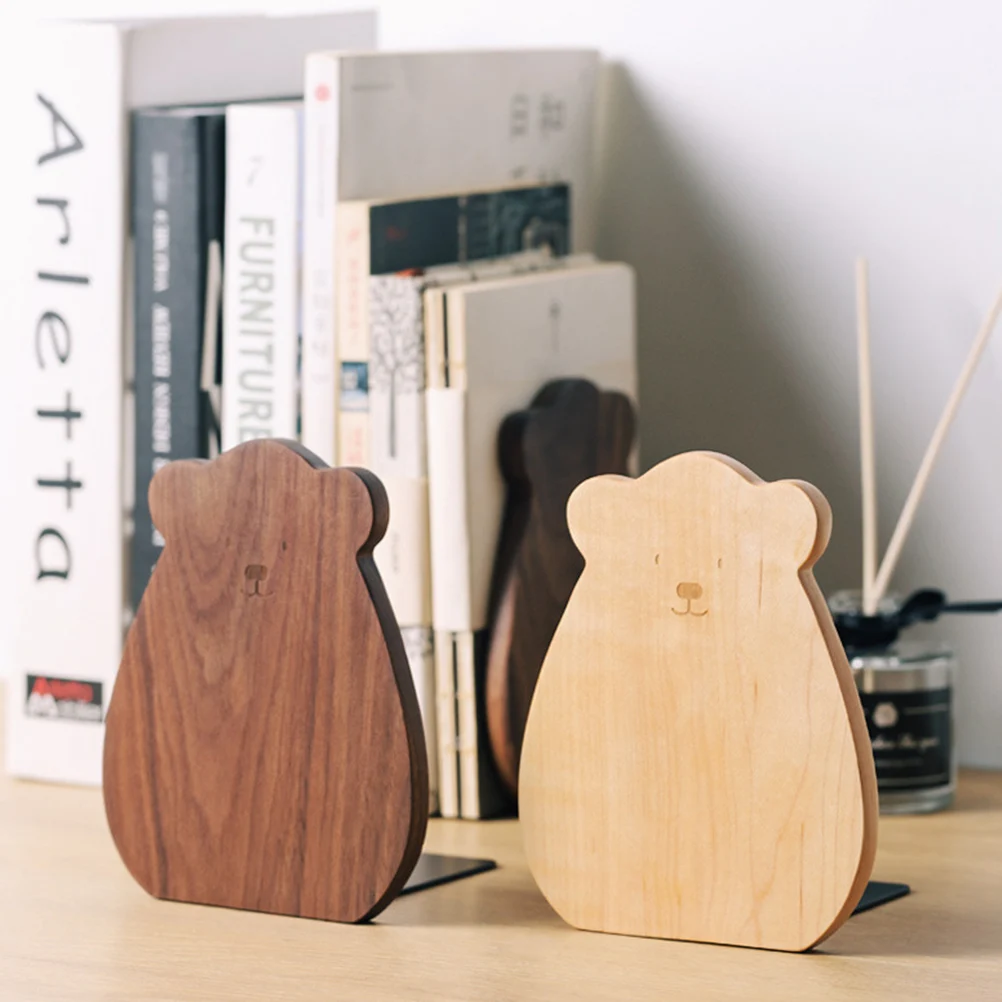 

Bookends Wood Fixator Rack Shelf Cartoon Wooden Bookshelf Fitting Bear Accessory