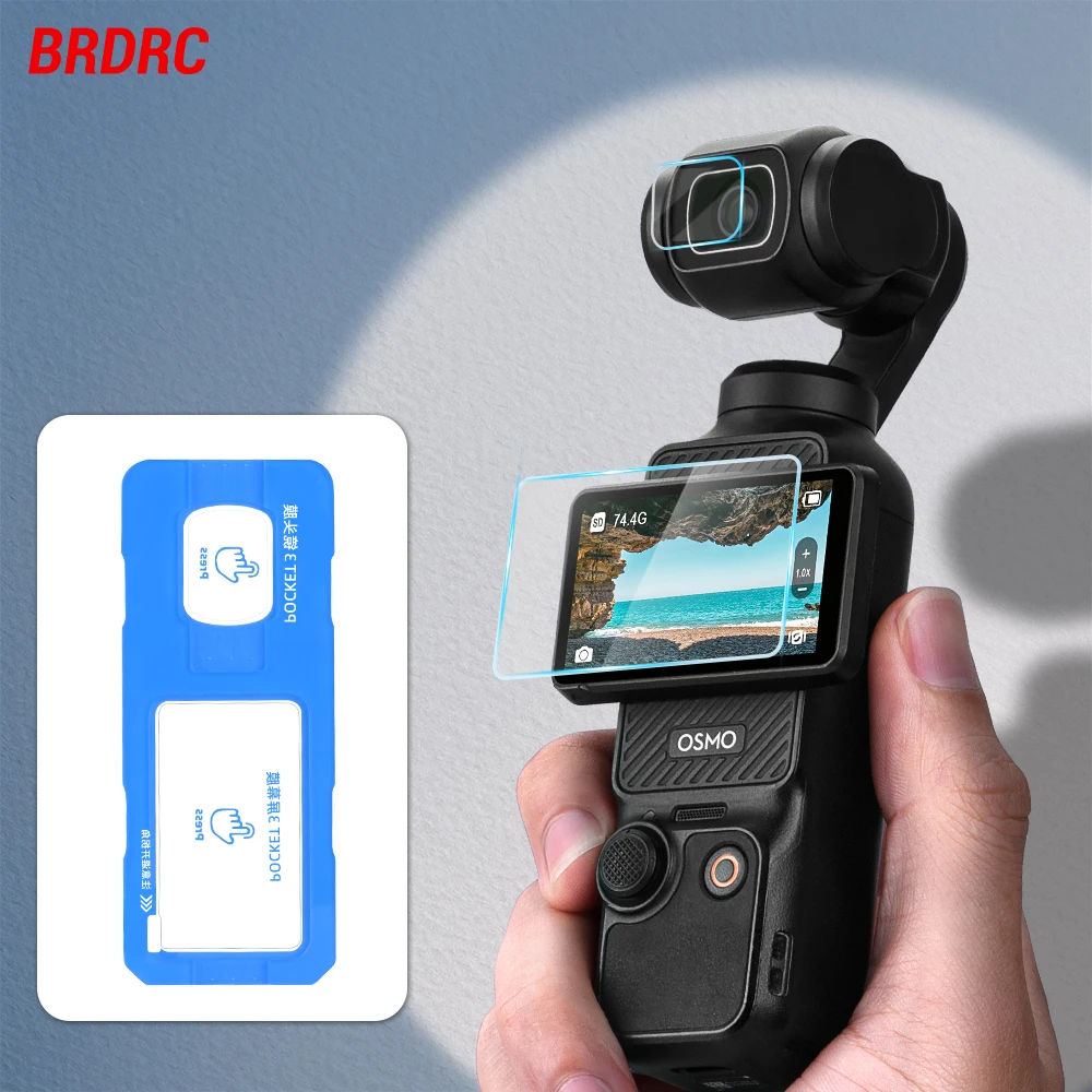 

BRDRC Tempered Film for DJI Pocket 3 Camera Lens Films+Screen Anti-scratch Protector With Auxiliary Tools Easy-to-install