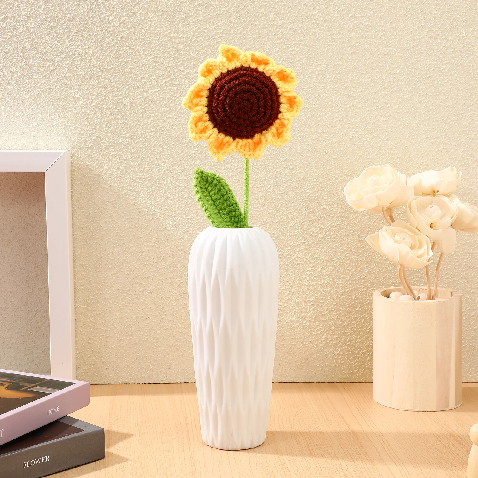 

Sunflower Artificial Wedding Decor Hand Knitted Flowers Bouquet Yarn Materials LifelikeFlower Home Romantic Scenery Safe