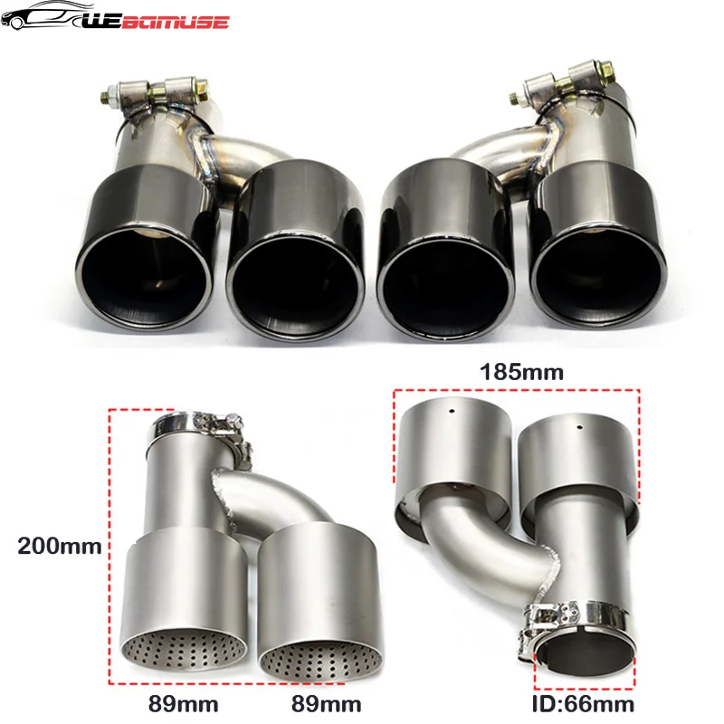 1 para końcówek rury wydechowej do BMW 535i 535d F10 F11 F18 Upgrade M5 Zderzak Quad Tailpipe Tłumik ze stali nierdzewnej Układ wydechowy