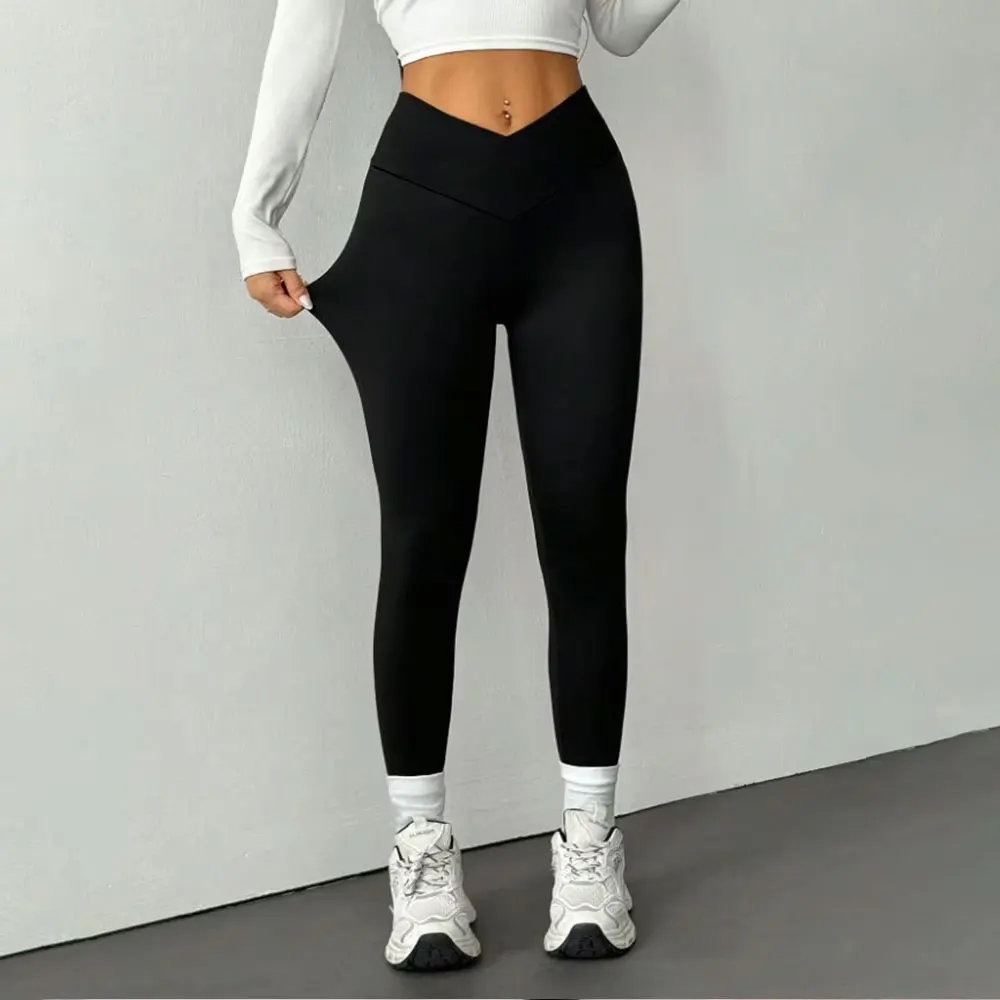 Stylish Cross Waist Yoga Pants Spring New Style Cross Stretchy Slim Fit Leggings Ice Silk Lightweight Cool Activewear Trousers