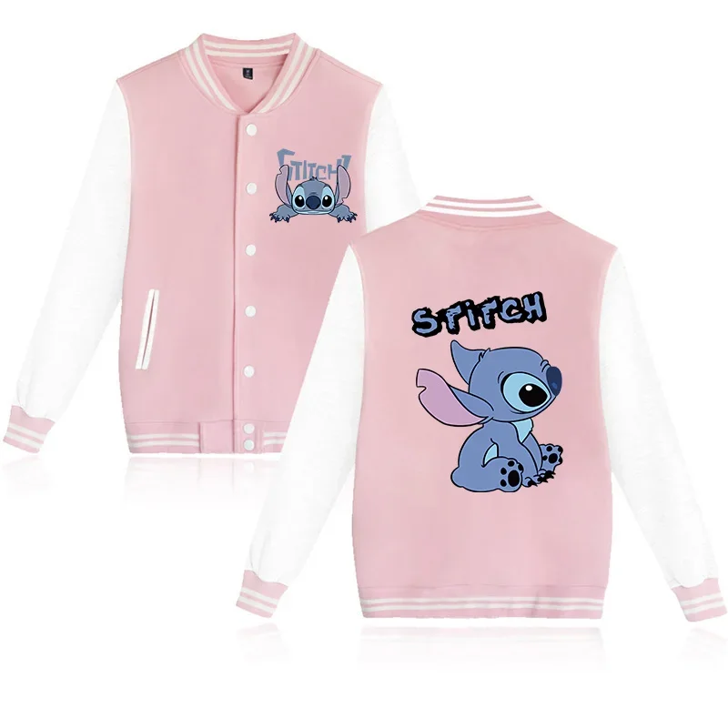 2024 Disney Stitch Hoodie Baseball Jacket Men Women Sweatshirt Kids Boys Girls Harajuku Jackets Streetwear College Coats Y2k