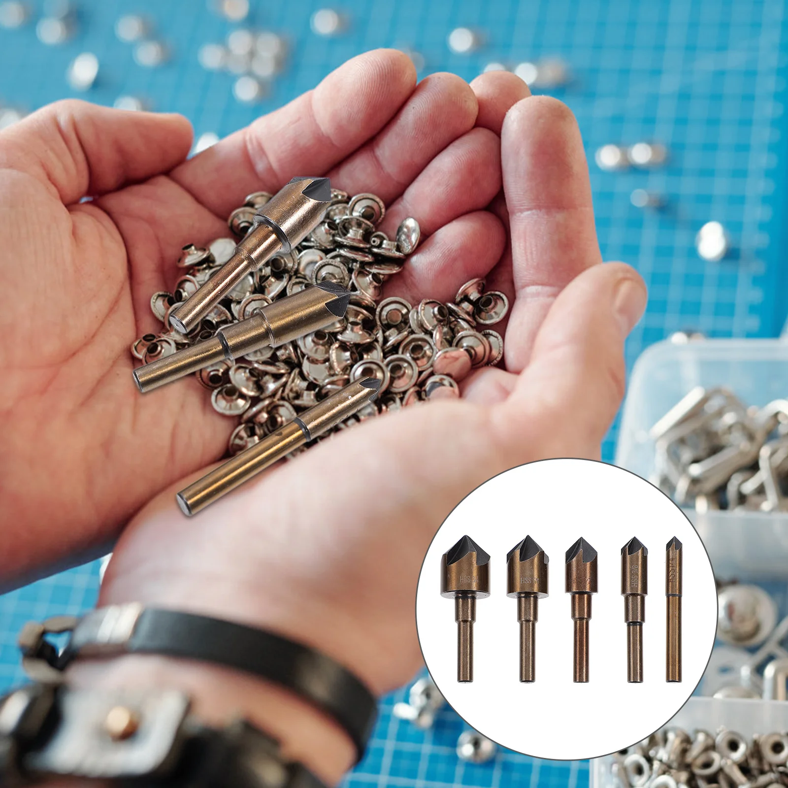 

5Pcs Five Flute Counter Sinker Drill Bits Professional Wood Plastic Chamfer Deburring Tool High Speed Steel Durable Rust