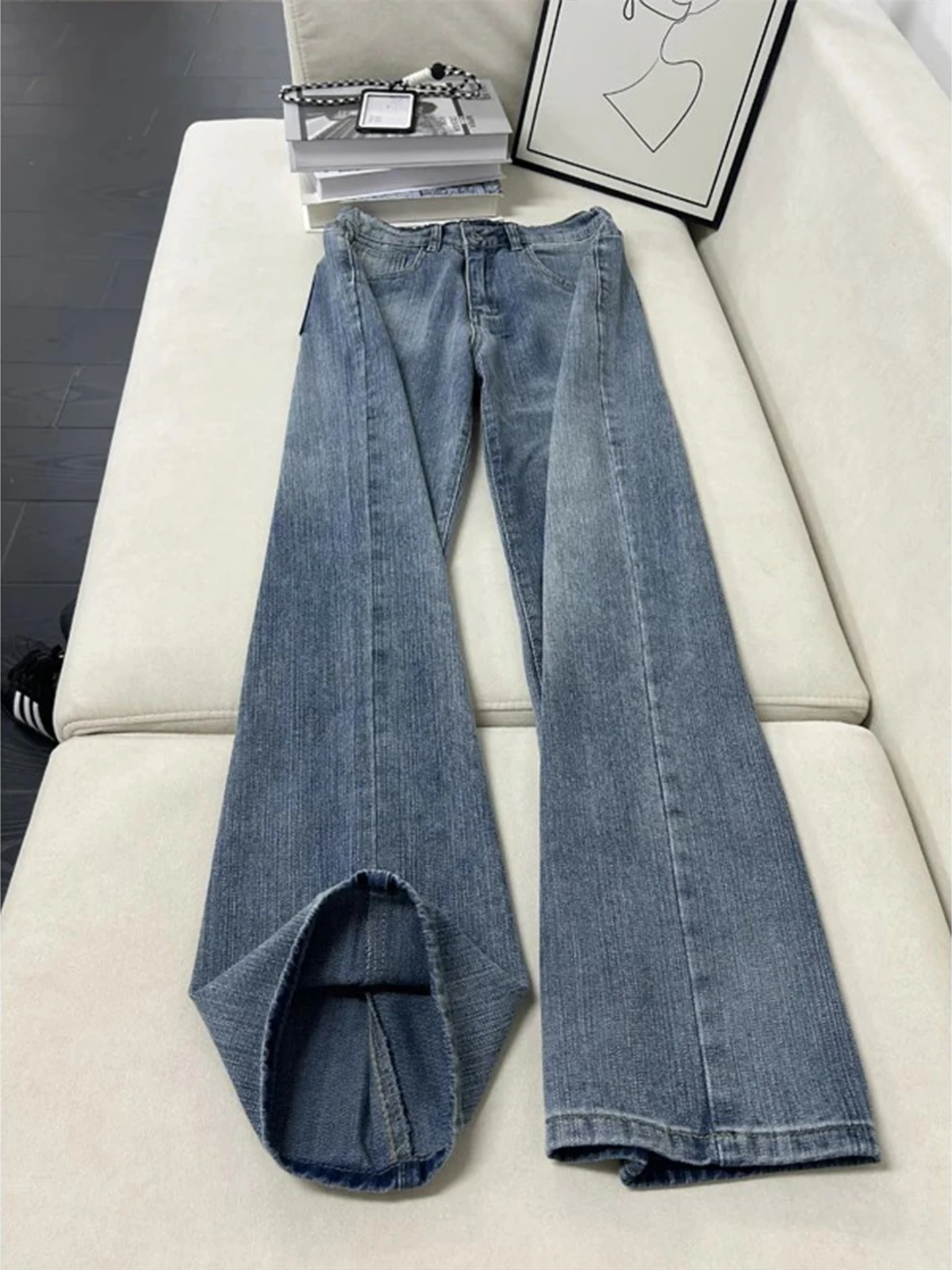 

Cleanfit Bamboo Node Pattern Wide Leg Jeans Men Women Straight Cut High Street American Style Autumn Winter Casual Jeans