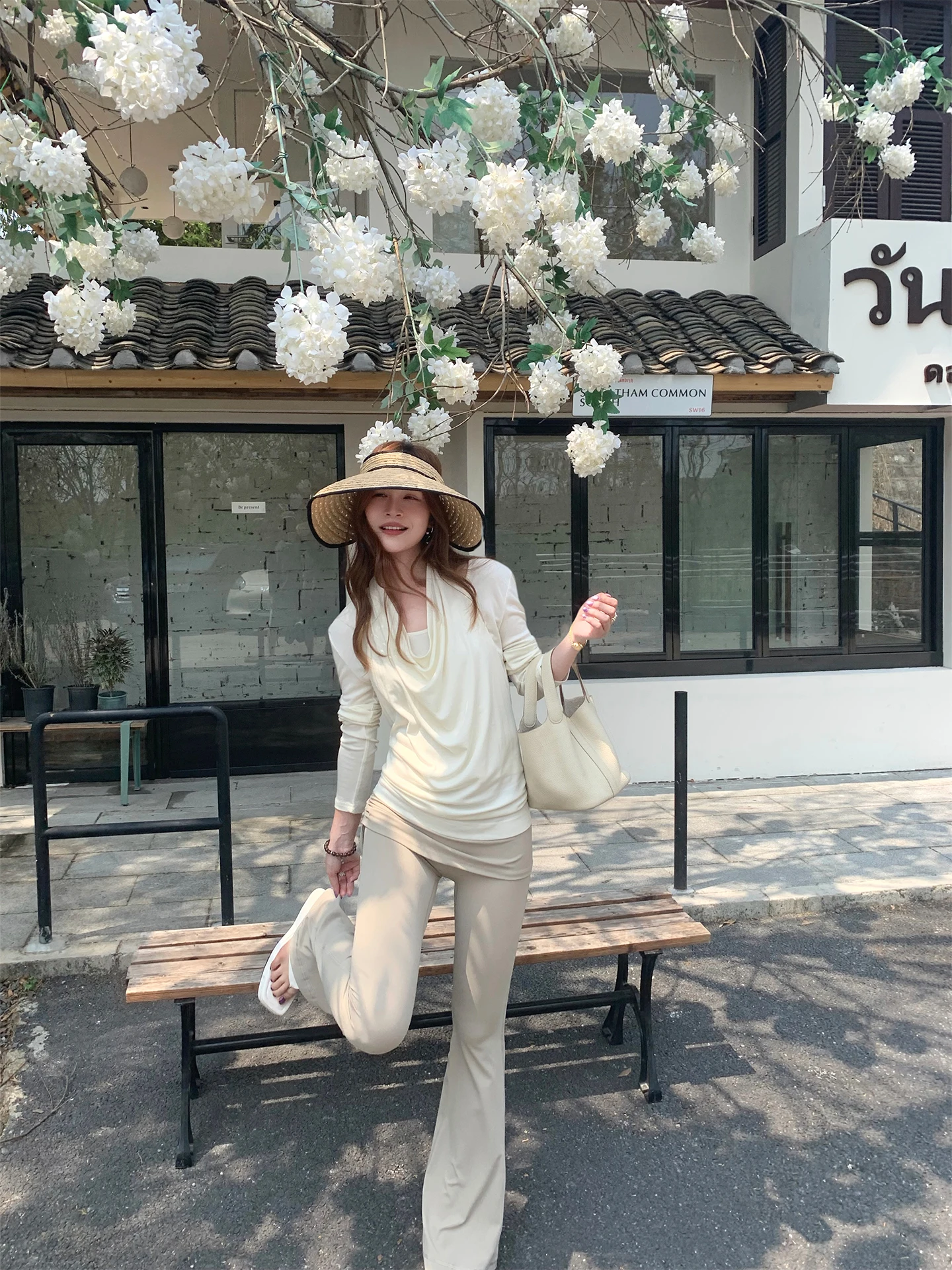 

BLUETIQUE Wool Two-Piece Set Top Long Sleeve Spring Fashion Women's Ensemble Regular Length Spring Season Ready