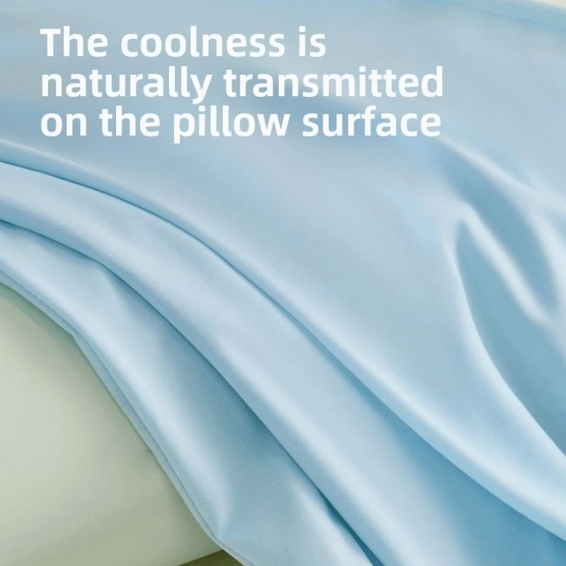 Universal Stretch Fit Ice Silk Pillowcase with Elastic Bands Cooling Pillow Covers for Memory Foam Pillow No Pillow Core view 3