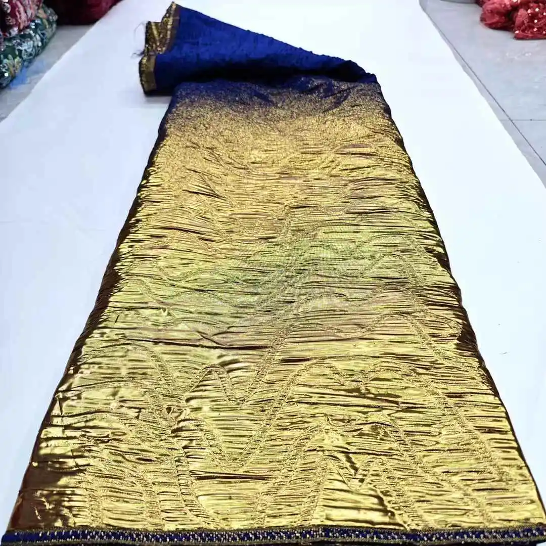 Brocade Lace Fabric Nigerian High Quality 2025 African Jacquard Lace Fabric Elegant Sewing For Women Party Dresses,5Yards