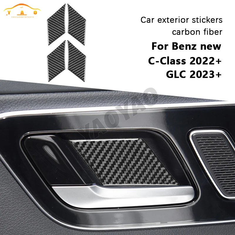 

Carbon Fiber Car Inner Door Handle Bowl Cover Trim Sticker For Mercedes-Benz C-Class W206 2022 GLC 2023