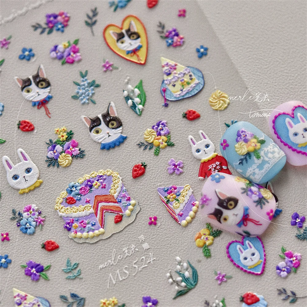 1pcs 5D Kawaii Cat Nail Art St - Nail Art Zelda ulasan dan harga