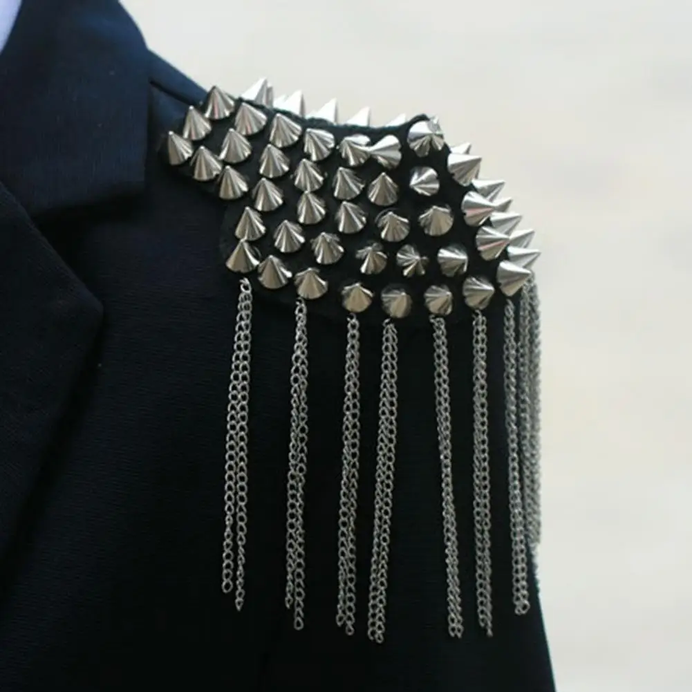 Men Women Shoulder Brooch Tassels Punk Brooch Pin Vintage Bright Luster Fringe Epaulette Clothes Decor Birthday Gift