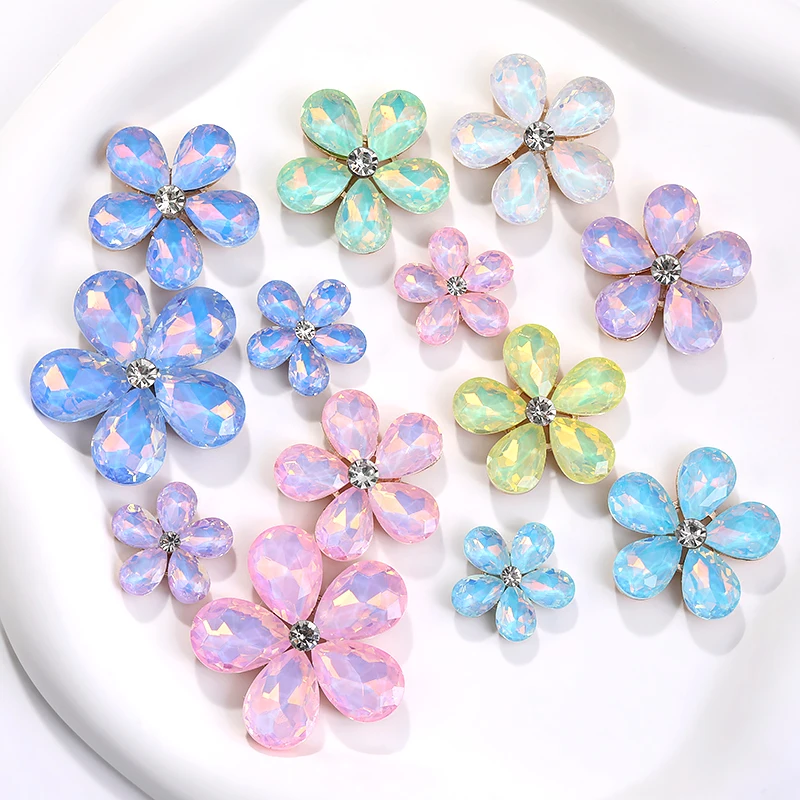 Flower Shape Rhinestones Decoration Accessories Crystals Glass Buttons Stones Sew On Rhinestone For Clothes Sewing Accessories