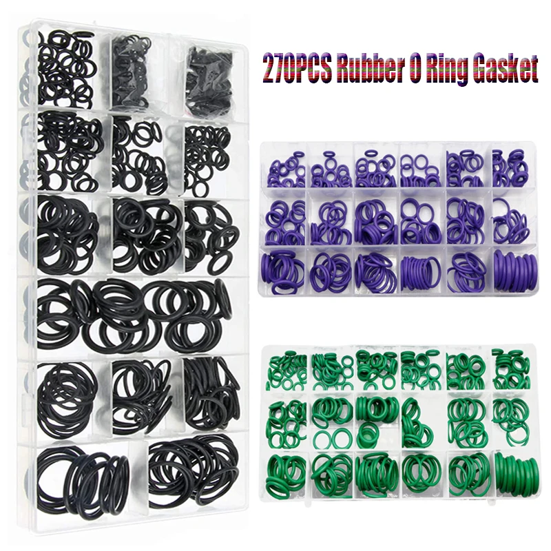 

270pcs O Ring Gasket Rubber Washer NBR Seal Sealing Set 5-26mm Washer Fasteners Nitrile Elastic Band Rubber Rings