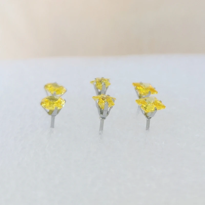 5mm Golden Round Star Square AAA Zircons Brief Stud Earrings 316L Stainless Steel IP Planting No Fade Anti Allergy