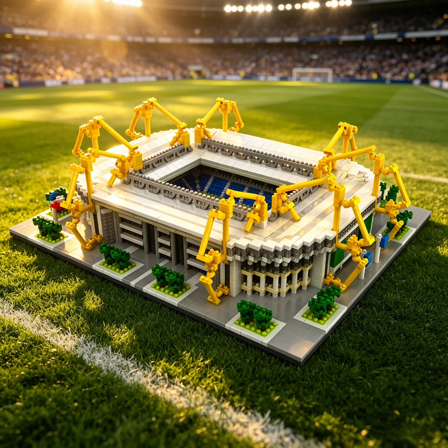 

Миниатюрная модель футбольного стадиона Signal Iduna Park из микро-блоков – потрясающий элемент декора для стола и дома, для коллекции и демонстрации