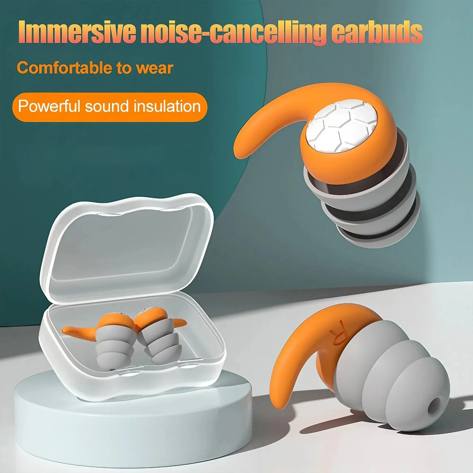 1 Pair Triple Layer Silicone Noise Cancelling Earplugs Suitable for Sleep Swimming Waterproof Noise Filter Creating