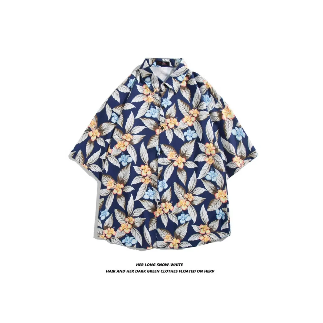 Cartoon Youthful Funny flower grass beach 3D Print Men shirt Casual Women Blouse Short Sleeve Summer Flip collar shirts