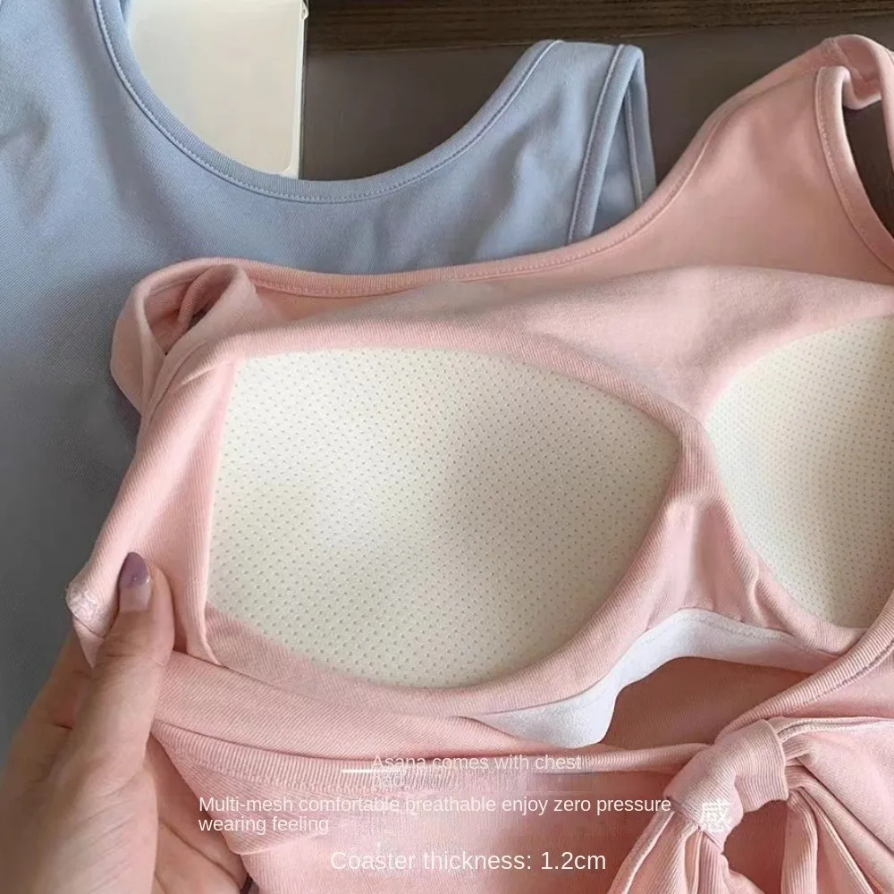 

Soft Backless Sleeveless Crop Top Bowknot Solid Color Korean Bow Tank Top Beachwear Slim Fit Camisole With Pads Travel