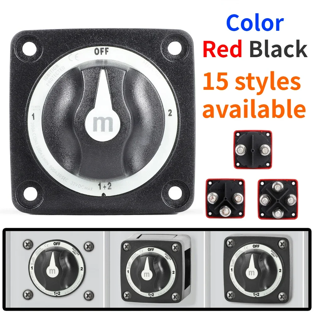 2 3 4 Position Battery Mass Switch 12V Selector Marine Isolator Disconnect Rotary Switch for Camper RV Truck Boat Caravan