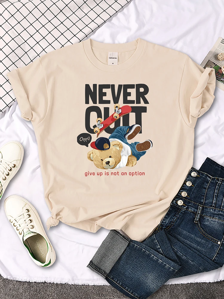 Teddy Bear Nunca Parar Desistir Não É Uma Opção Tshirt Original Oversized Tshirt Oversized Essential Tee Shirt Hip Hop T-shirts