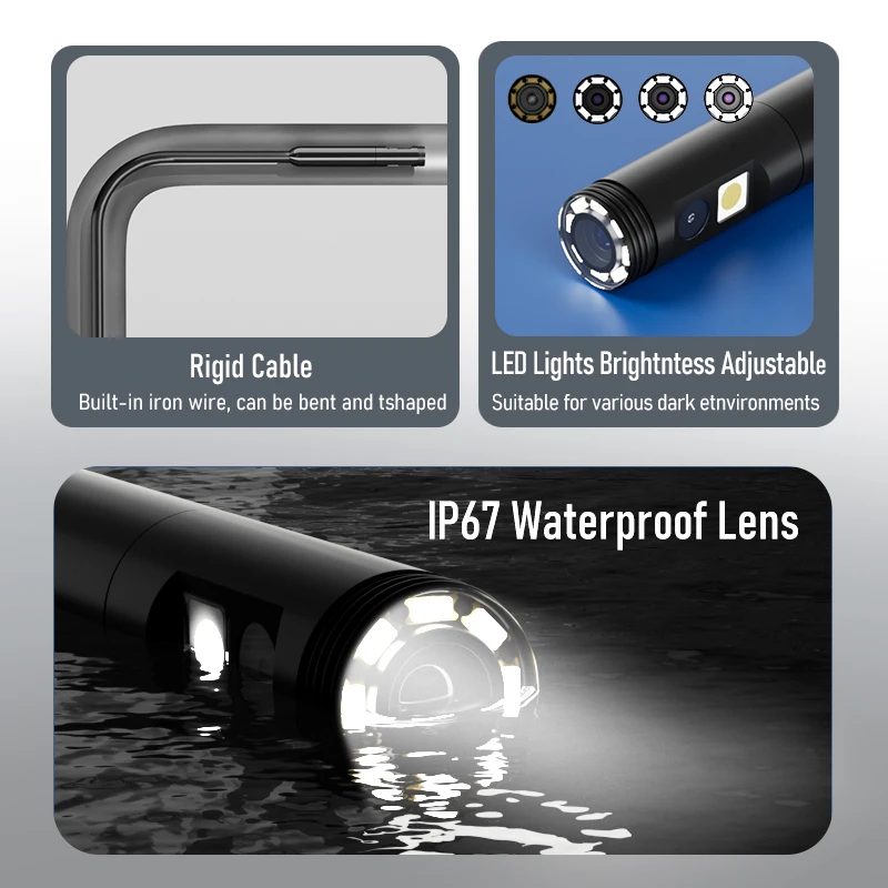 5 ''IPS شاشة المنظار الصناعي 1080P HD التفتيش المزدوج 8 مللي متر كاميرا انفصال تصميم IP67 Borescope لأنابيب المجاري
